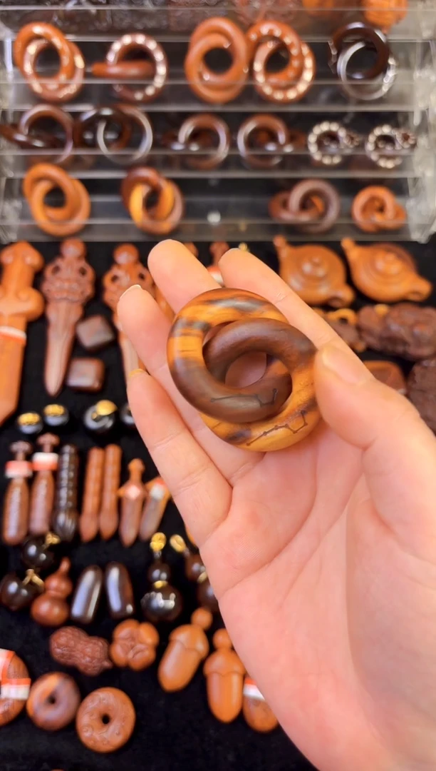 木木雕款雷找桃木刻七星乾坤圈2.5