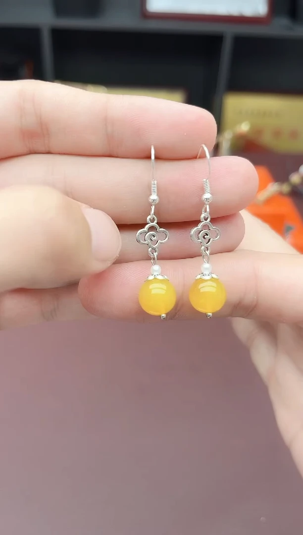 玛瑙/玉髓耳饰银S925镶嵌702000
