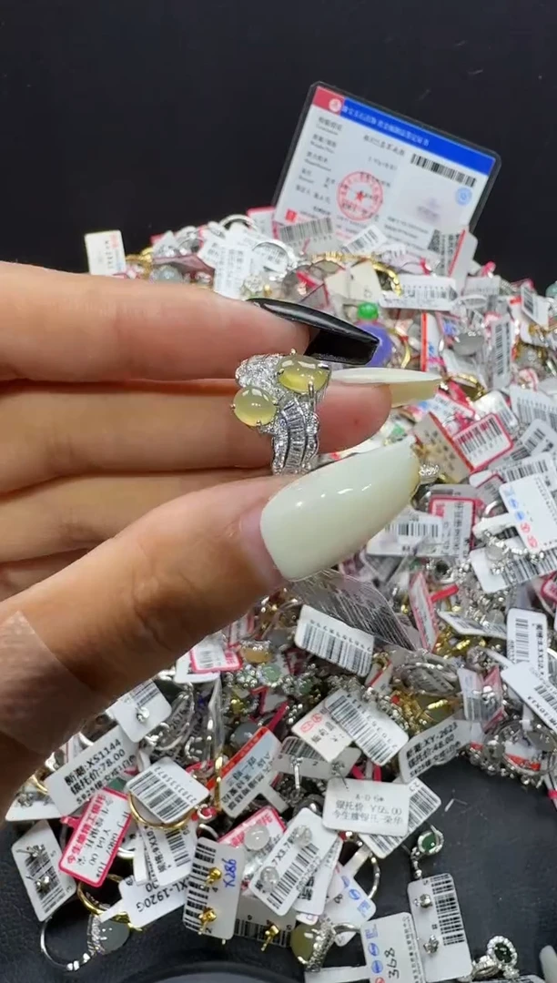 翡翠戒指银S925镶嵌戒指277