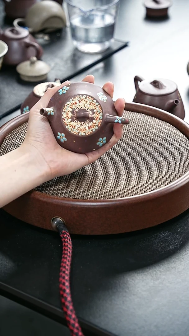 茶壶紫砂珐琅彩完美品-A033