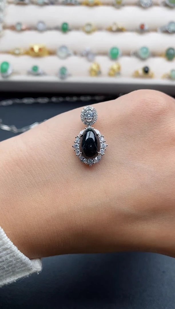 银S925镶嵌戒指翡翠888888+4