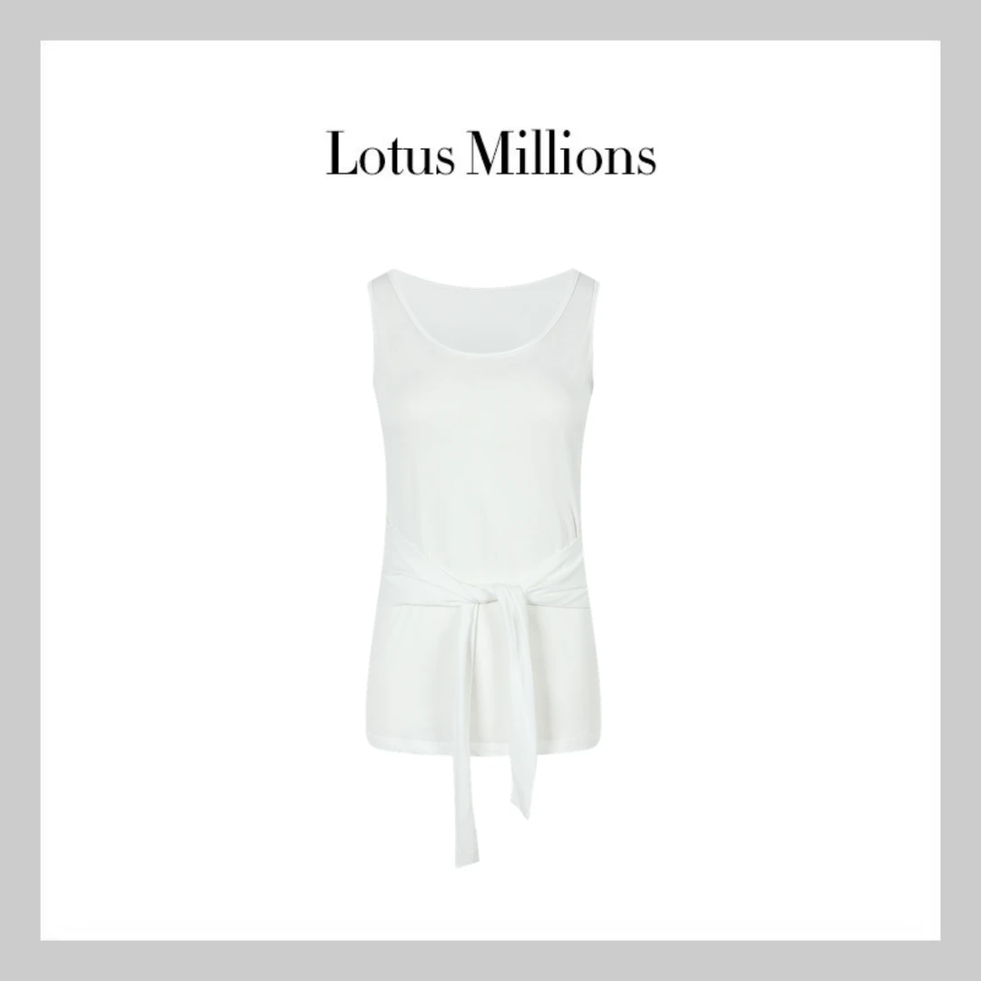 莲的百万【无袖T】2024夏季新款绑带设计感大U领背心休闲无袖上衣