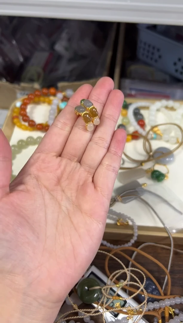 银S925镶嵌和田玉耳饰和田玉四色多宝银镶嵌耳钉[2820]