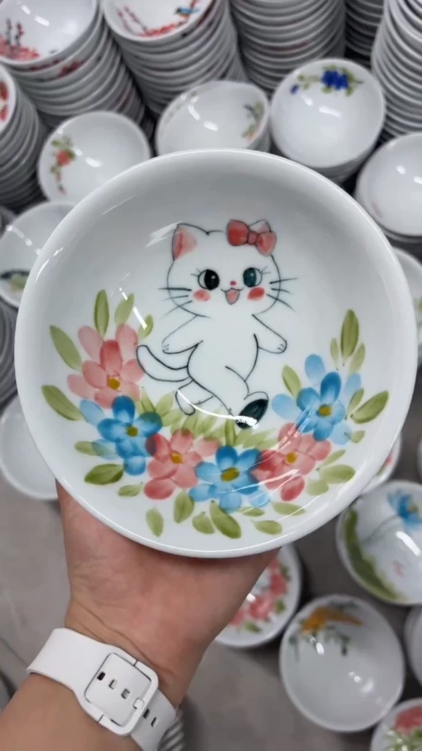 瓷片景德镇高温陶瓷食品级手绘釉中彩-壮壮碗