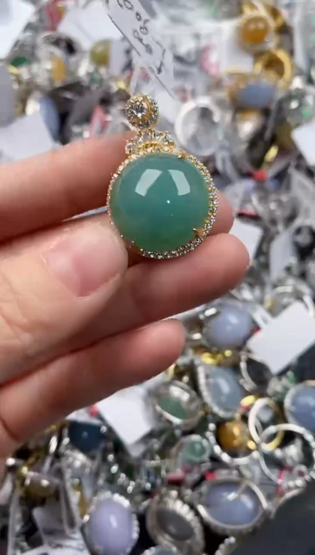 银S925镶嵌戒指翡翠222   9