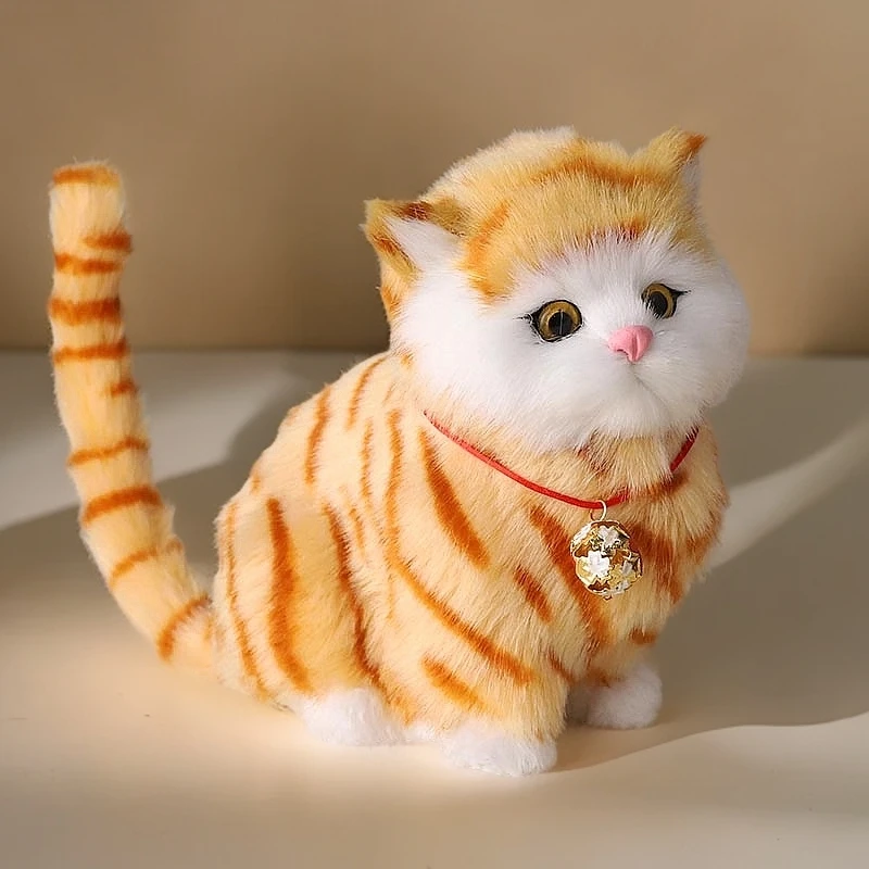 新年礼物会叫可爱猫咪玩偶儿童玩具仿真猫咪摆件毛绒玩偶女生玩具