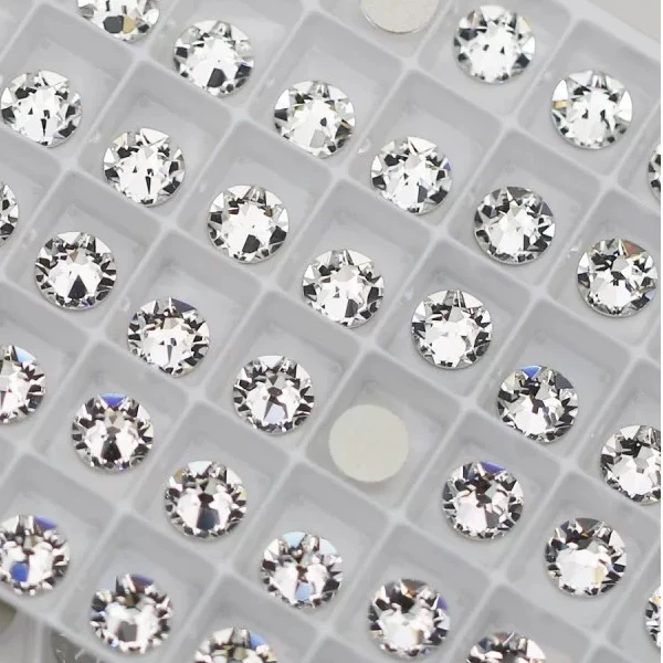 施华昇美甲钻2088白色平底圆钻高闪烁高清透美甲钻迷你银色平底钻