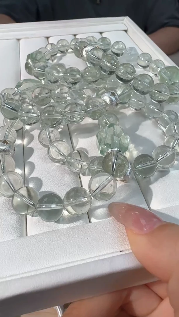 水晶手链银S925镶嵌绿水搭随性设计款发货多样性发其一