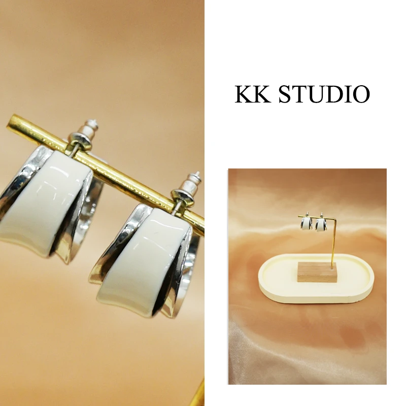 铜合金耳饰 淇淇KK studio高质感轻奢珐琅电镀轻奢时尚耳饰S231