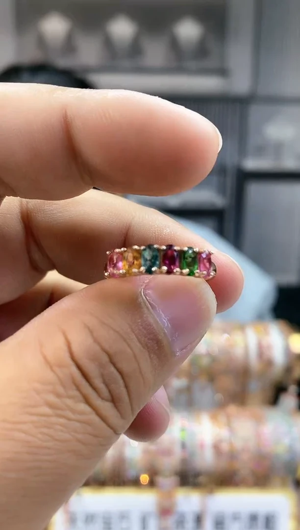 银S925镶嵌戒指碧玺165566561615561616