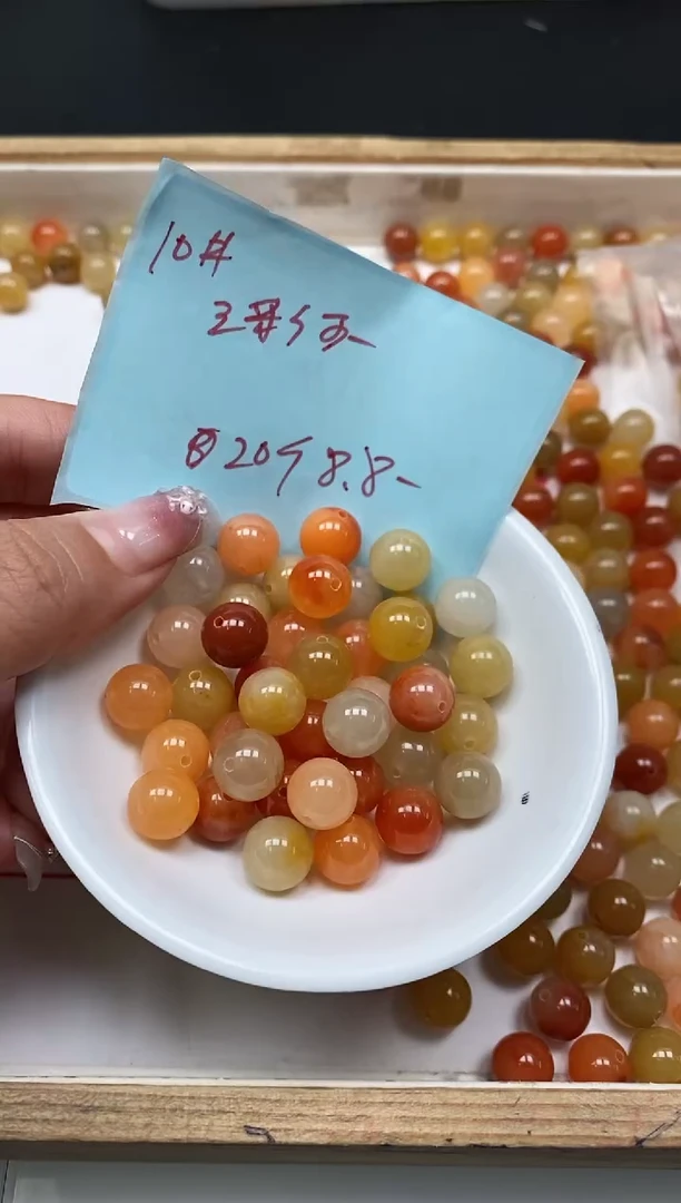 石英质玉散珠未镶嵌B411三彩金丝玉10mm20颗8.8元