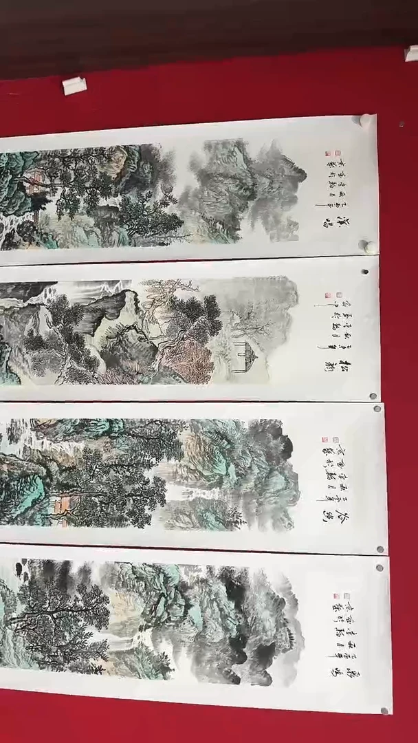 国画李韜四条屏作品