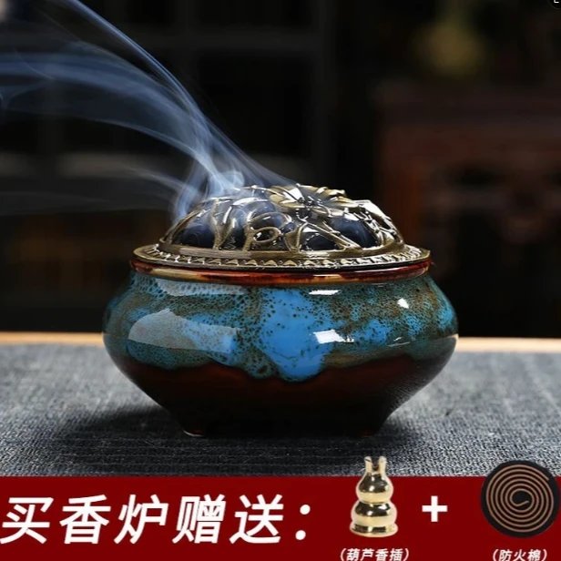 陶瓷香炉家用盘香沉香檀香蚊香熏香室内小香炉