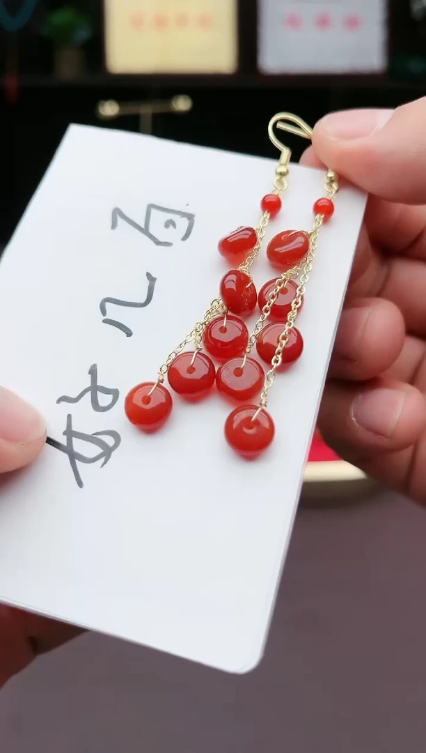 【闪购商品】南红玛瑙耳饰银S925镶嵌208000