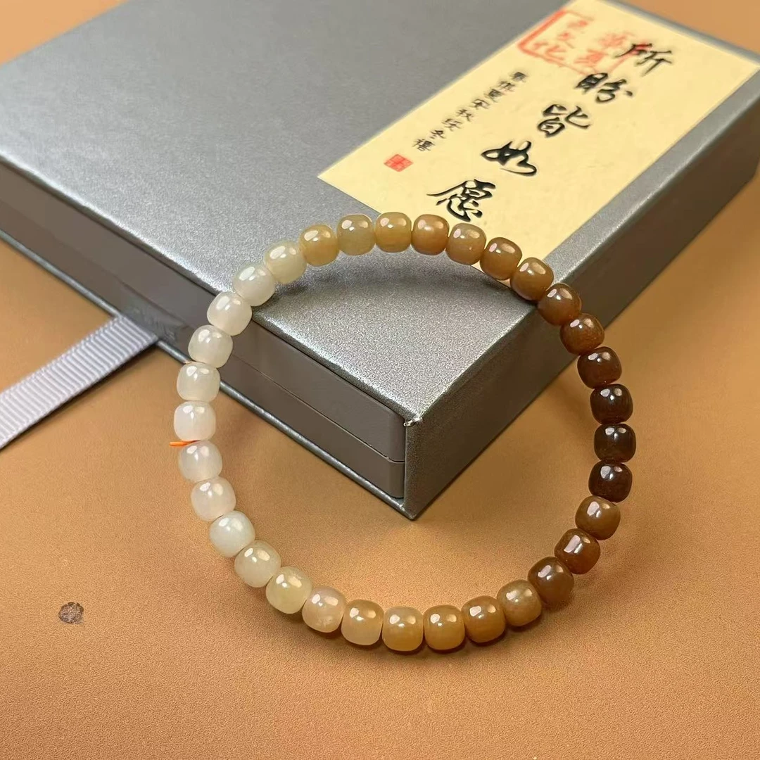 华夏纯天然和田糖渐变卡6mm 老型手串（多样性发其一）