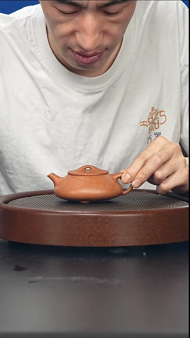 茶壶紫砂光明石瓢-黄降破-全手工无添加-160cc