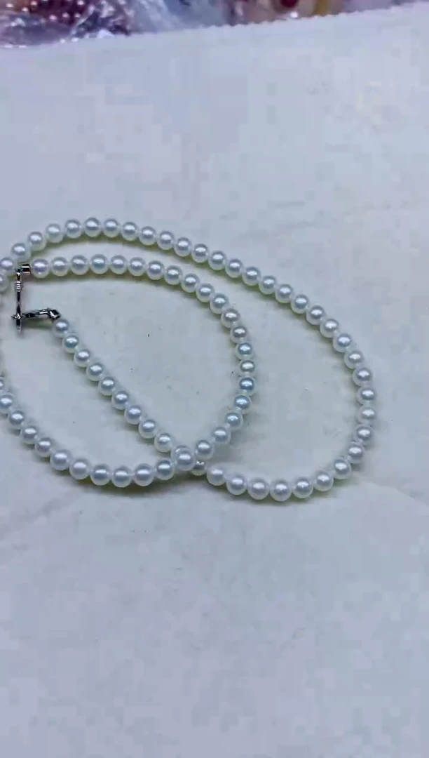 淡水珍珠银S925镶嵌项链非无暇