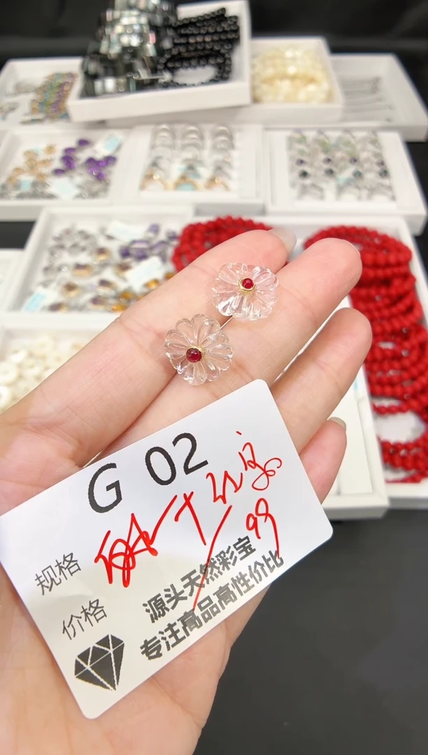 银S925镶嵌耳饰水晶多样性发一G02