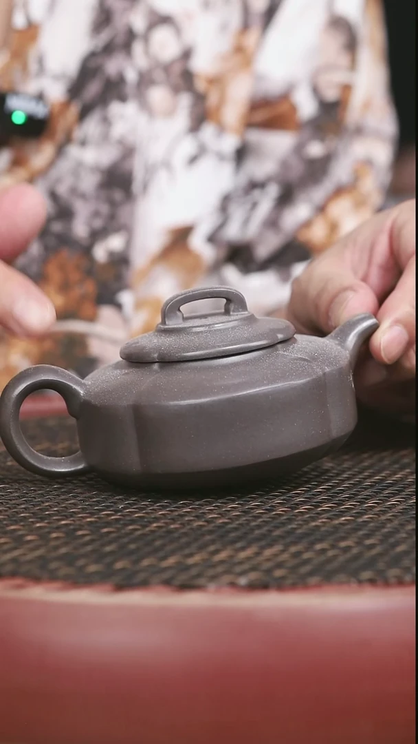 茶壶紫砂8号老天青筋纹周盘微瑕240CC