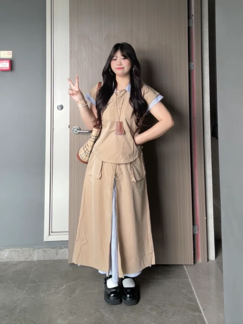 日韩休闲复古港风宽松休闲时尚套装韩版夏季显瘦气质时尚小众