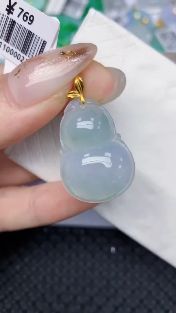 颈饰18K金镶嵌翡翠天然缅甸翡翠a货百元以上9元证书费自理