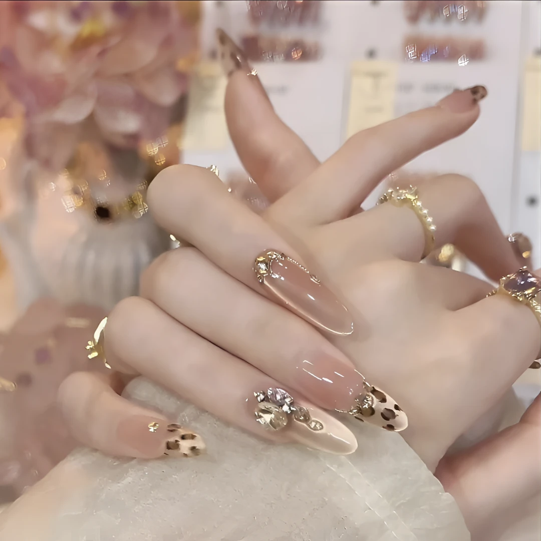 【香槟金钱豹】秋冬纯手工穿戴甲豹纹猫眼高级感流行百搭纯欲风美甲