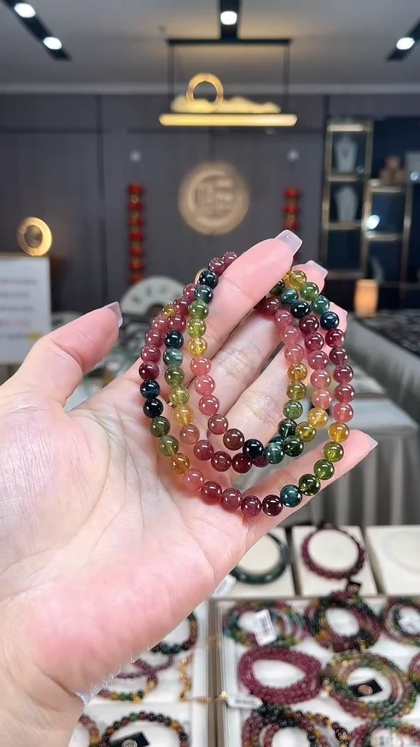 未镶嵌收藏级老矿碧玺三圈手串6mm+碧玺hon多样性发一条