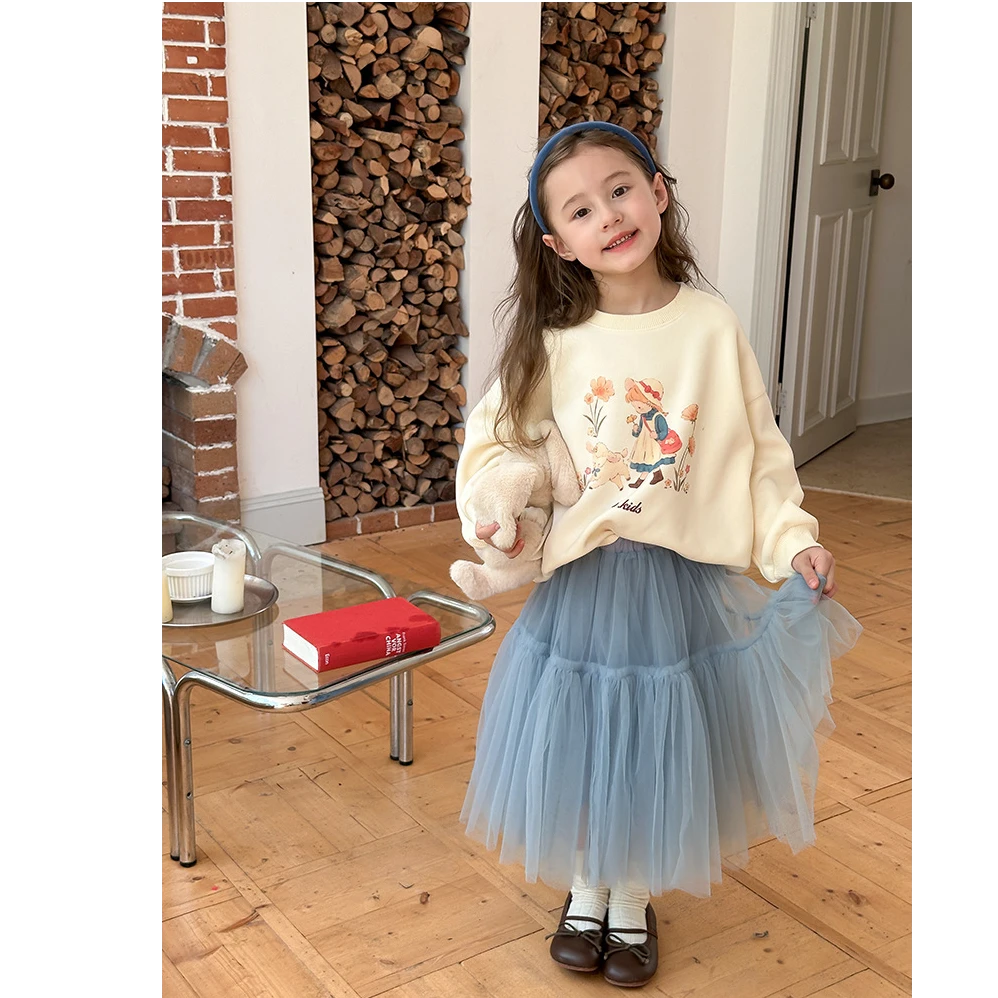 【现货】秋款女童休闲上衣儿童韩版宽松卡通可爱卫衣24X047