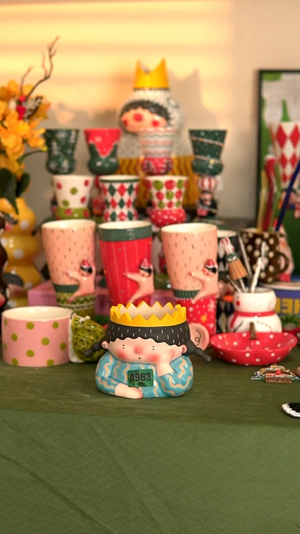 .963喜上陶社小号花盆