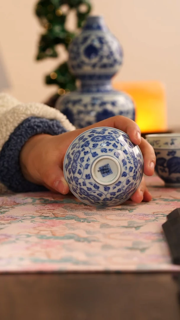 【闪购商品】源明青忆双菊宫碗