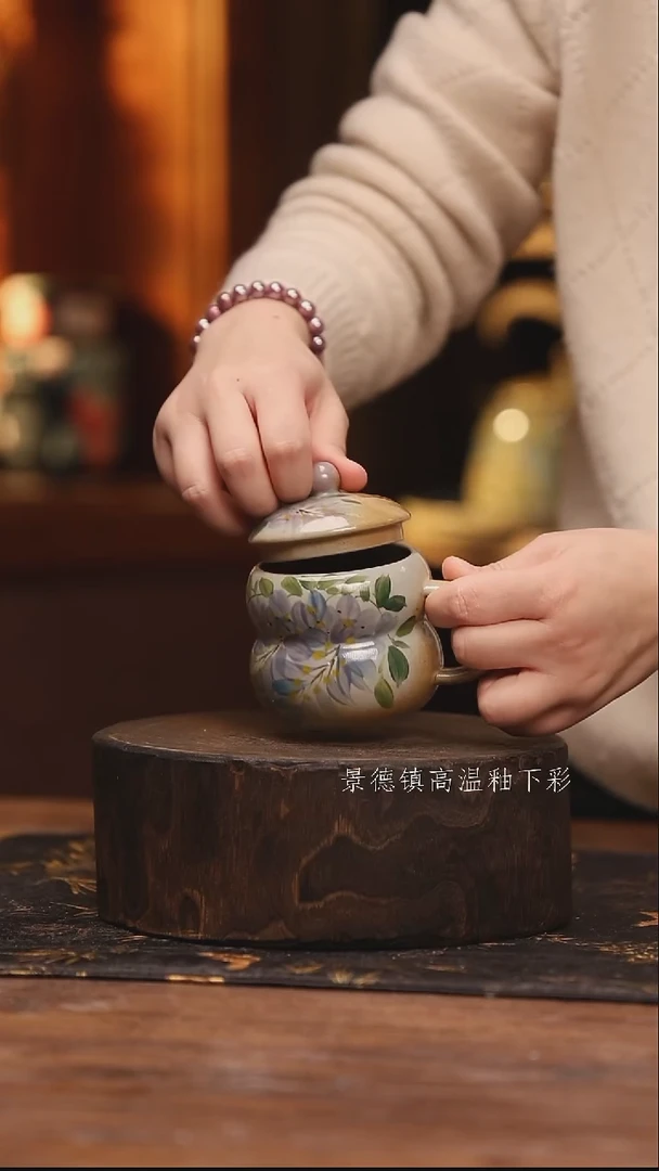 陶瓷 景德镇高温釉下手绘陶瓷@L826@