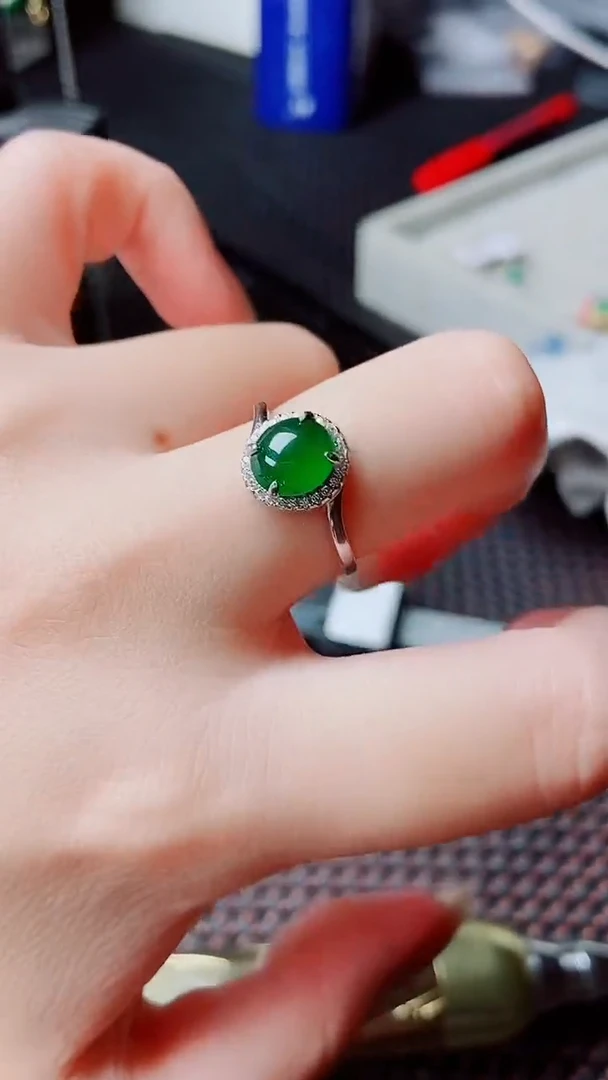 银S925镶嵌戒指翡翠109
