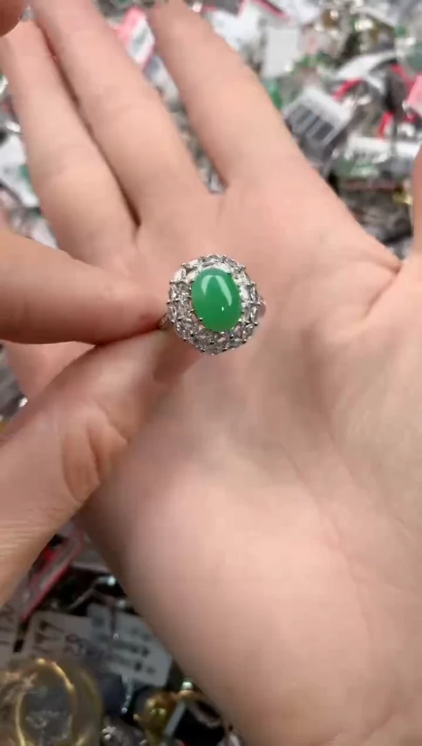 银S925镶嵌戒指翡翠444    4