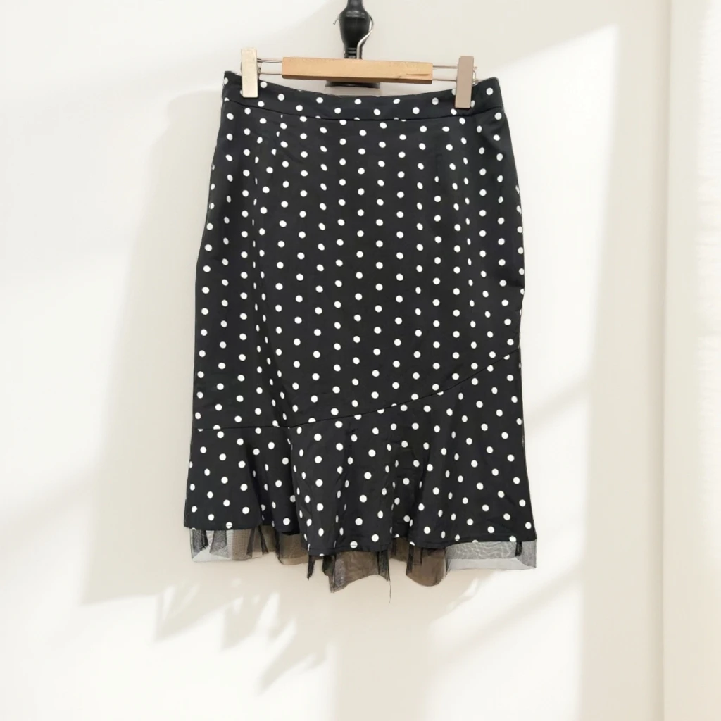夏季百搭黑色波点气质包臀半身裙长款裙子W539