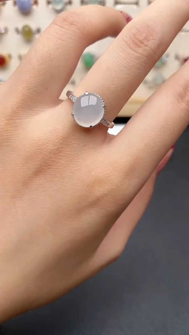 【闪购商品】翡翠戒指银S925镶嵌一物一证一礼盒