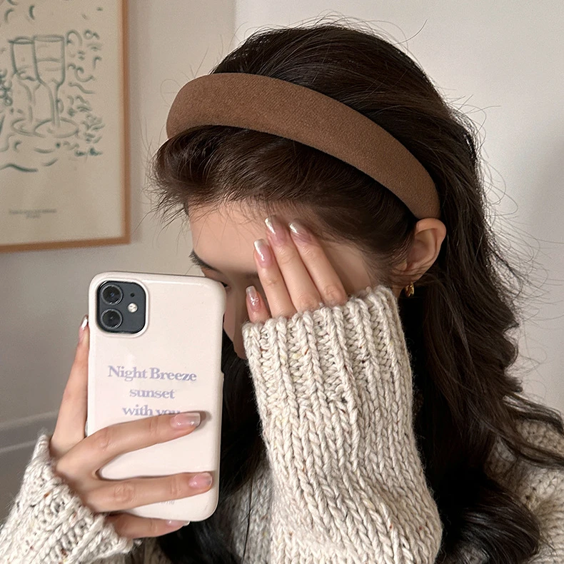 秋冬美拉德色系纯色宽边海绵发箍女高颅顶显脸小发卡头饰洗脸头箍