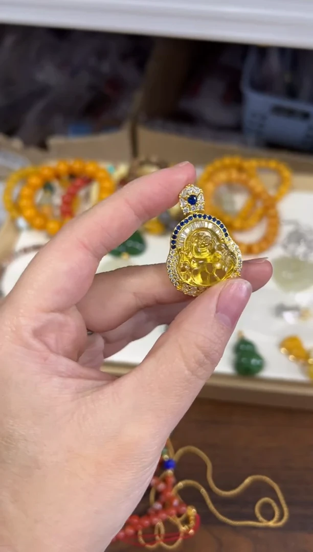 金珀颈饰未镶嵌金珀佛公镶嵌款吊坠[70]