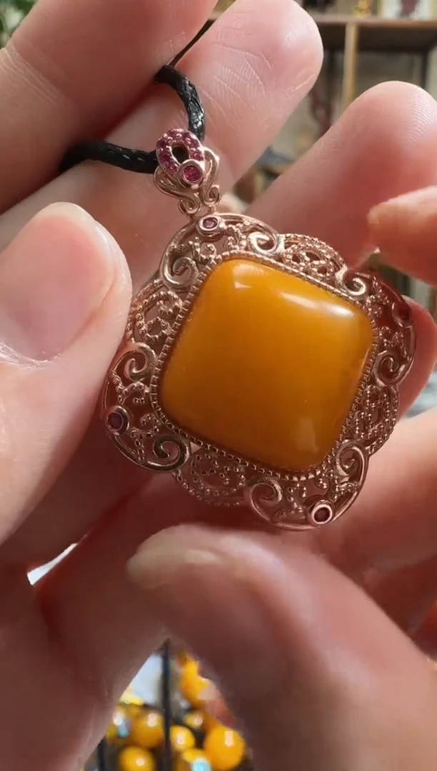 银S925镶嵌颈饰蜜蜡2561天然蜜蜡珠宝奇石假一赔十