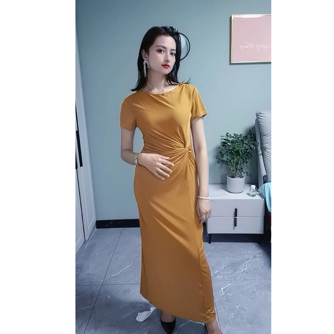 9828【包邮】新款时尚纯色通勤休闲高级 女装连衣裙