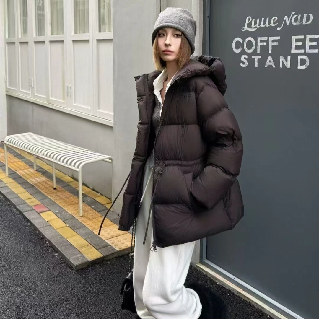 收腰泡芙2024新款连帽短款时尚宽松羽绒服街头通勤百搭显瘦加厚