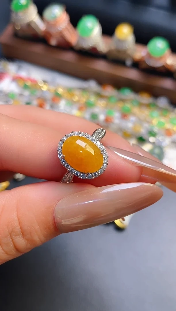 银S925镶嵌戒指翡翠天然