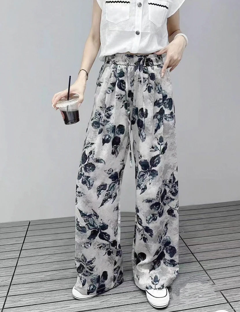 尚元素时尚百搭夏季清理休闲雪纺直筒裤25776#