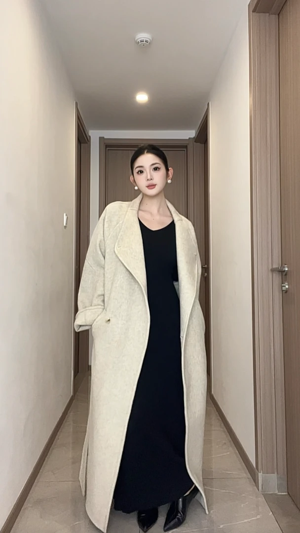 【露露子】【人生大衣】插肩袖大翻领版型巨显瘦超长款羊毛大衣高奢