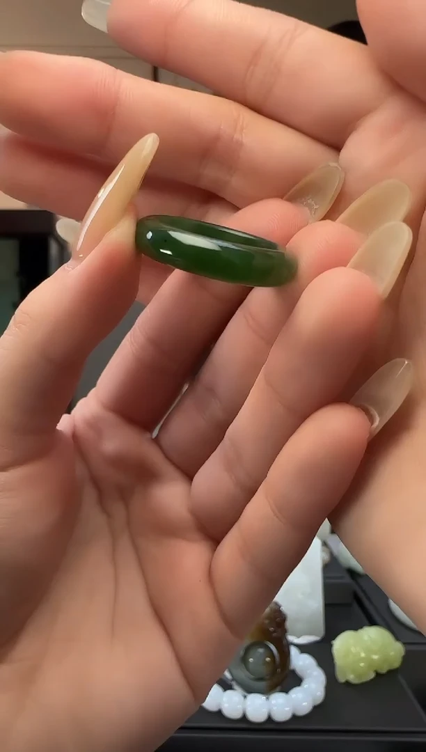 颈饰未镶嵌和田玉碧玉戒圈18-20