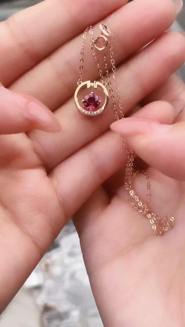 颈饰18K金镶嵌碧玺--专柜--