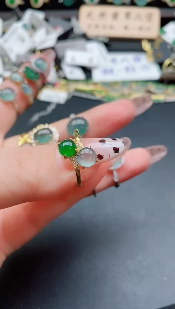 银S925镶嵌戒指翡翠1