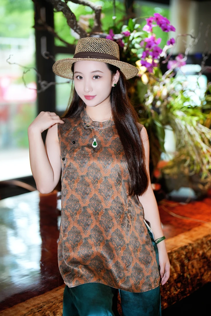 蓝大【​​隙间】桑蚕丝香云纱上衣7992