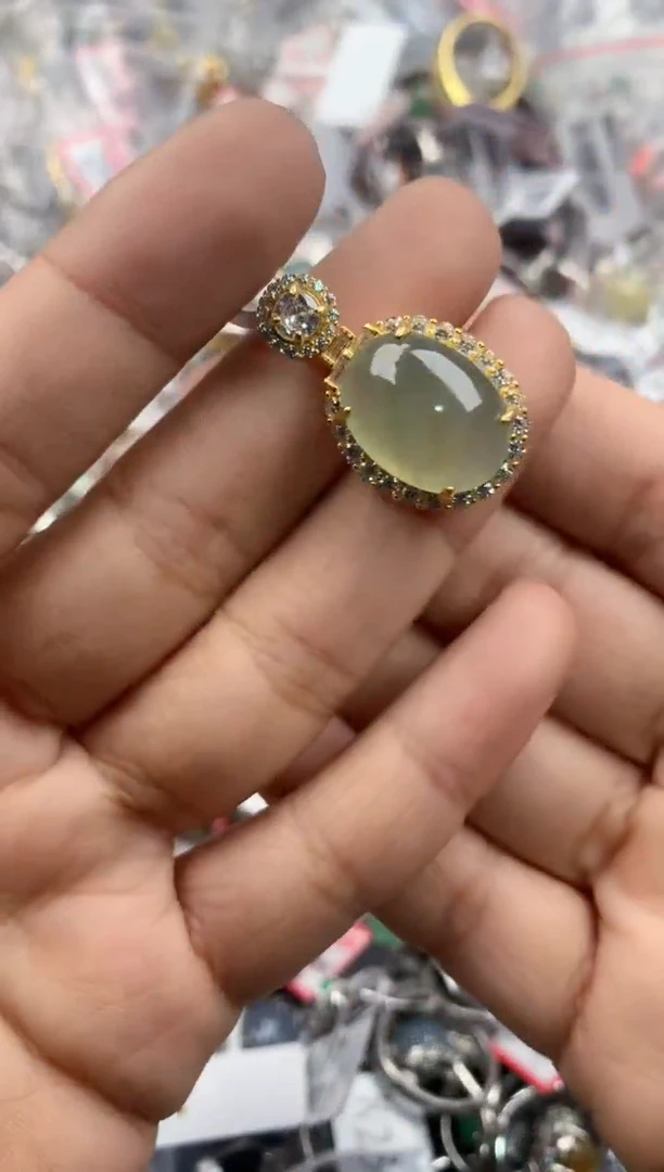 银S925镶嵌戒指翡翠555----7