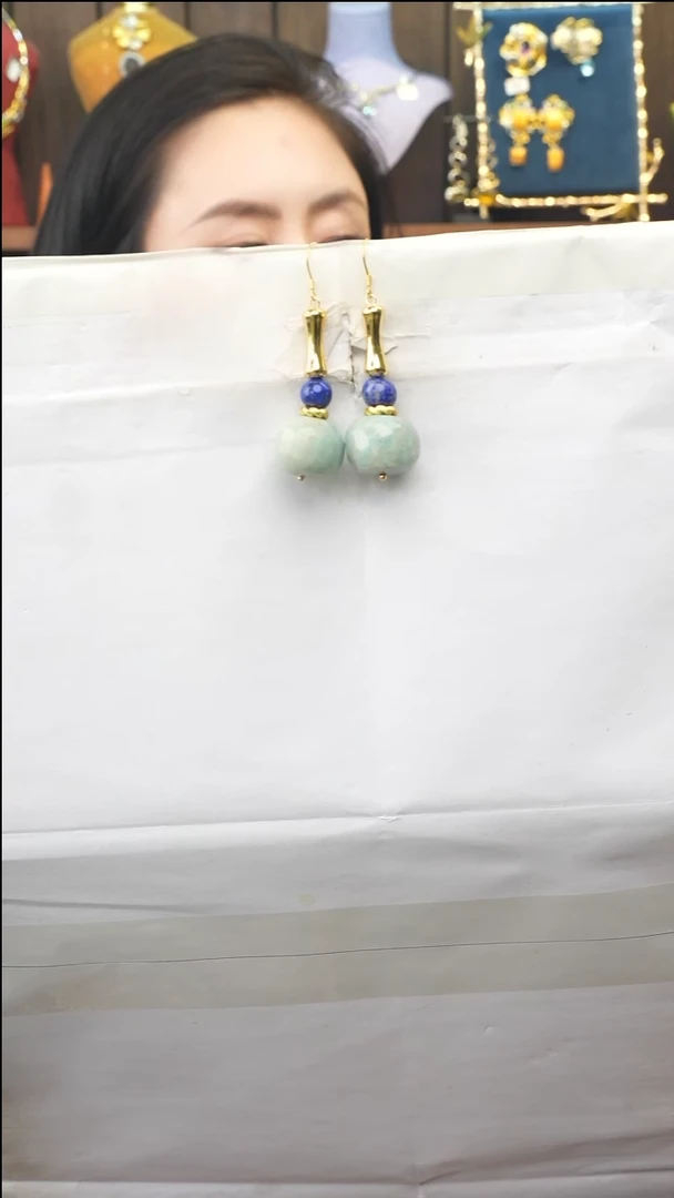 银S925镶嵌耳钉天河石多样性发一