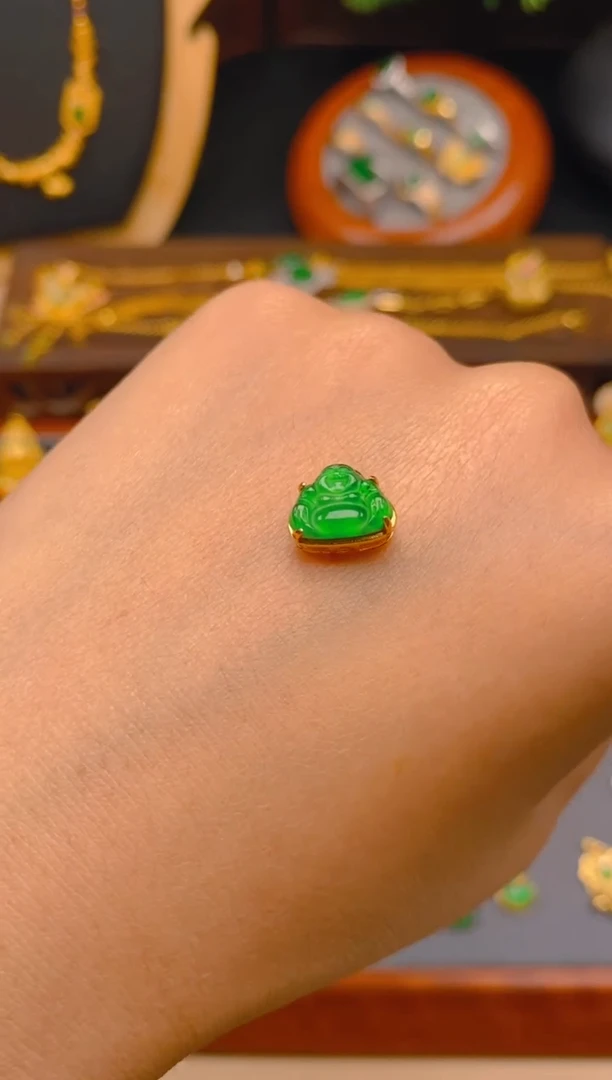 翡翠银S925镶嵌吊坠(不含链)穿孔佛公